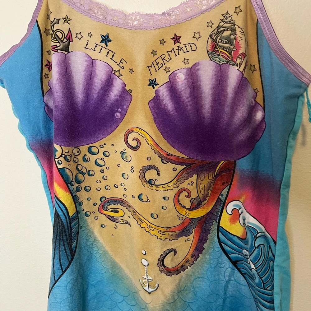 Whimsy Mermaid Shell Print Cami Tank Top - Picture 4 of 5